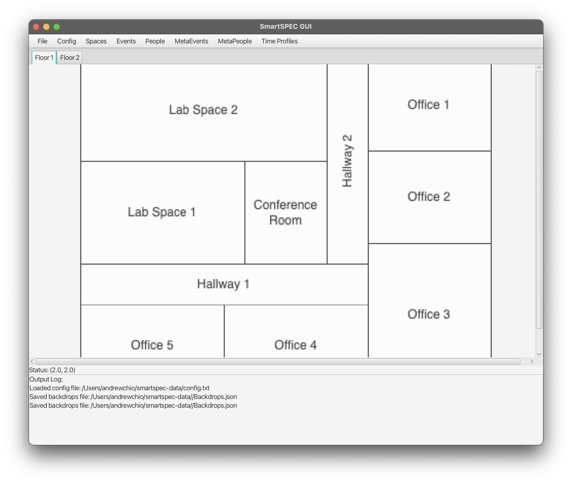 SmartSPEC GUI after defined backdrop