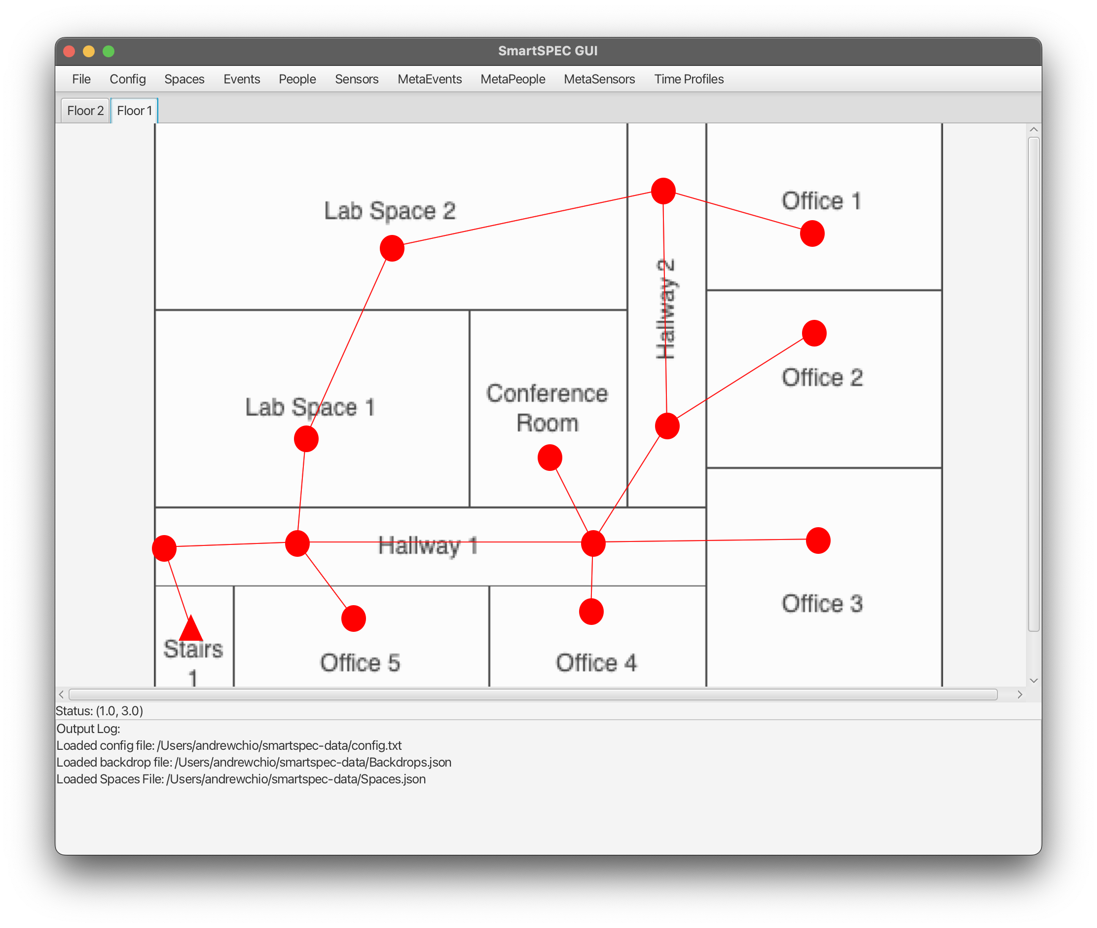 SmartSPEC GUI after defined spaces